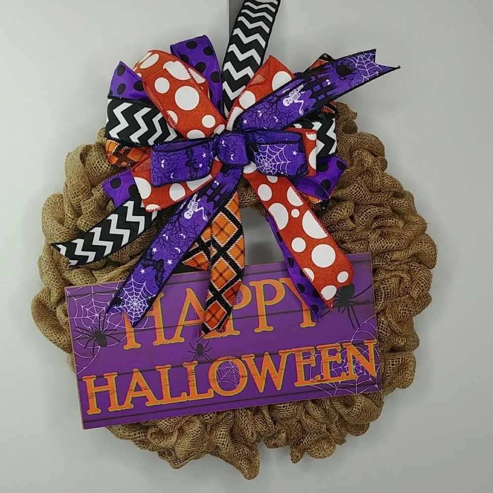 Halloween Burlap Wreath Handmade